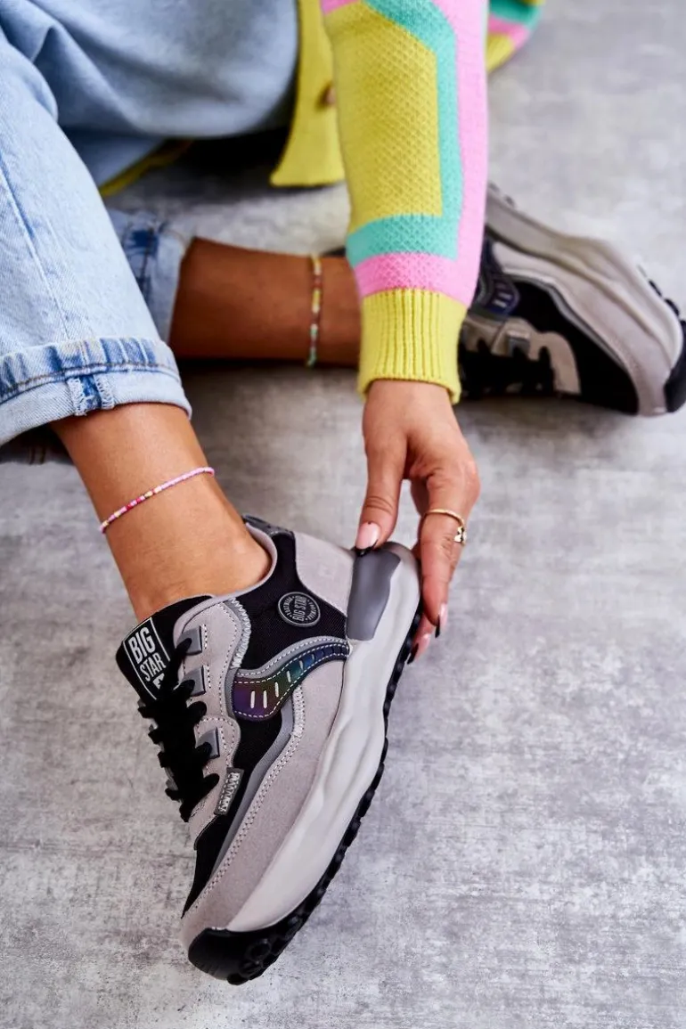 Damskie Sneakersy Sportowe Big Star KK274100 Czarno-Szare