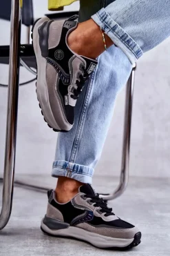 Damskie Sneakersy Sportowe Big Star KK274100 Czarno-Szare