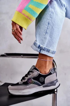 Damskie Sneakersy Sportowe Big Star KK274100 Czarno-Szare