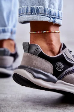 Damskie Sneakersy Sportowe Big Star KK274100 Czarno-Szare
