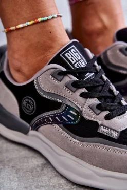 Damskie Sneakersy Sportowe Big Star KK274100 Czarno-Szare