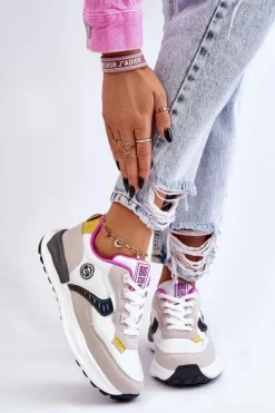Damskie Sneakersy Sportowe Big Star KK274099 Biało-Beżowe