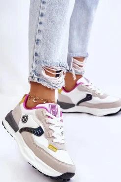 Damskie Sneakersy Sportowe Big Star KK274099 Biało-Beżowe