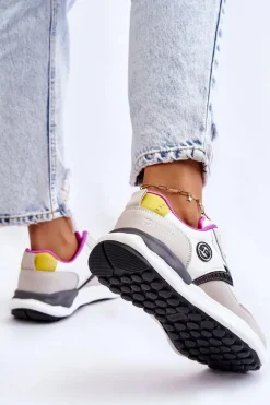 Damskie Sneakersy Sportowe Big Star KK274099 Biało-Beżowe