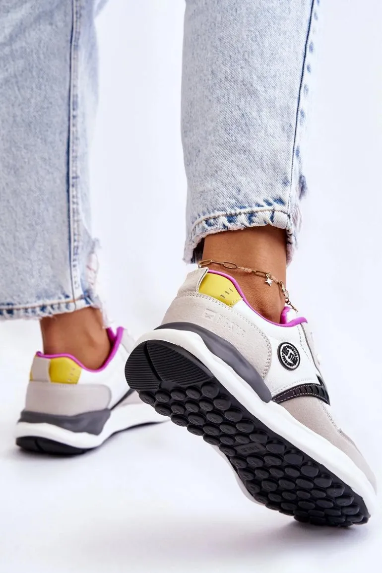 Damskie Sneakersy Sportowe Big Star KK274099 Biało-Beżowe