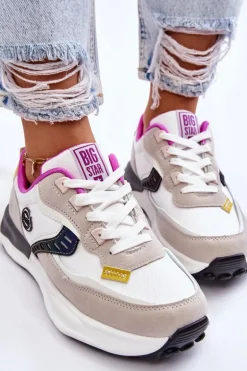 Damskie Sneakersy Sportowe Big Star KK274099 Biało-Beżowe