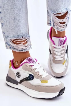 Damskie Sneakersy Sportowe Big Star KK274099 Biało-Beżowe