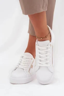 Damskie Sneakersy Z Eko Skóry Big Star SS274026 Biało-Złote