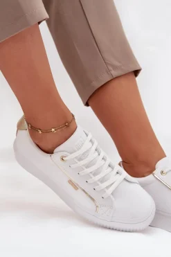 Damskie Sneakersy Z Eko Skóry Big Star SS274026 Biało-Złote