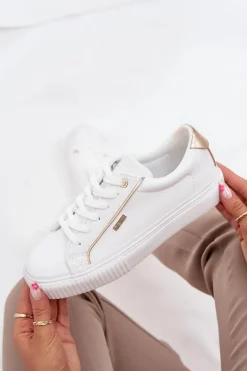 Damskie Sneakersy Z Eko Skóry Big Star SS274026 Biało-Złote