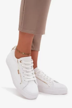 Damskie Sneakersy Z Eko Skóry Big Star SS274026 Biało-Złote