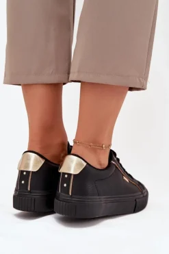 Damskie Sneakersy Z Eko Skóry Big Star SS274025 Czarno-Złote