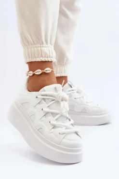 Damskie Sneakersy Z Grubym Sznurowaniem Białe Vinali