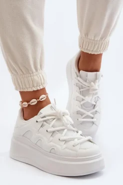 Damskie Sneakersy Z Grubym Sznurowaniem Białe Vinali