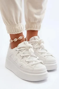 Damskie Sneakersy Z Grubym Sznurowaniem Białe Vinali
