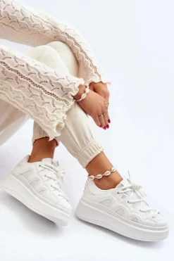 Damskie Sneakersy Z Grubym Sznurowaniem Białe Vinali