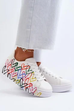 Damskie Sneakersy Z Sercami Białe Claral