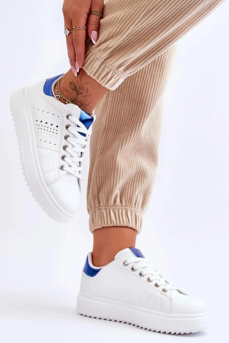 Damskie Sportowe Buty Biało-Niebieskie Be First!