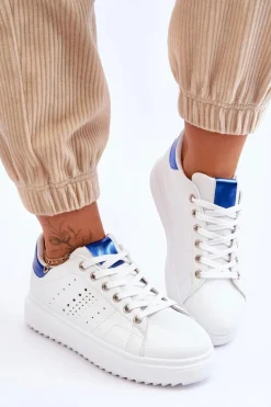 Damskie Sportowe Buty Biało-Niebieskie Be First!