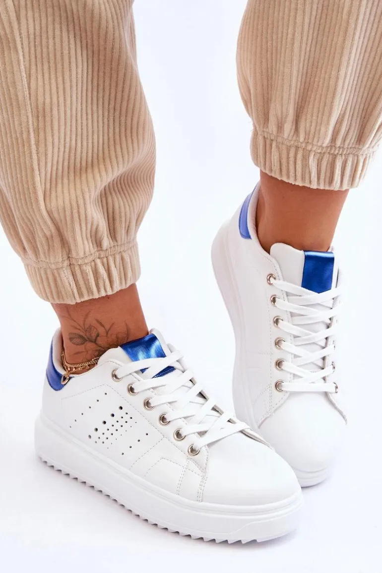 Damskie Sportowe Buty Biało-Niebieskie Be First!