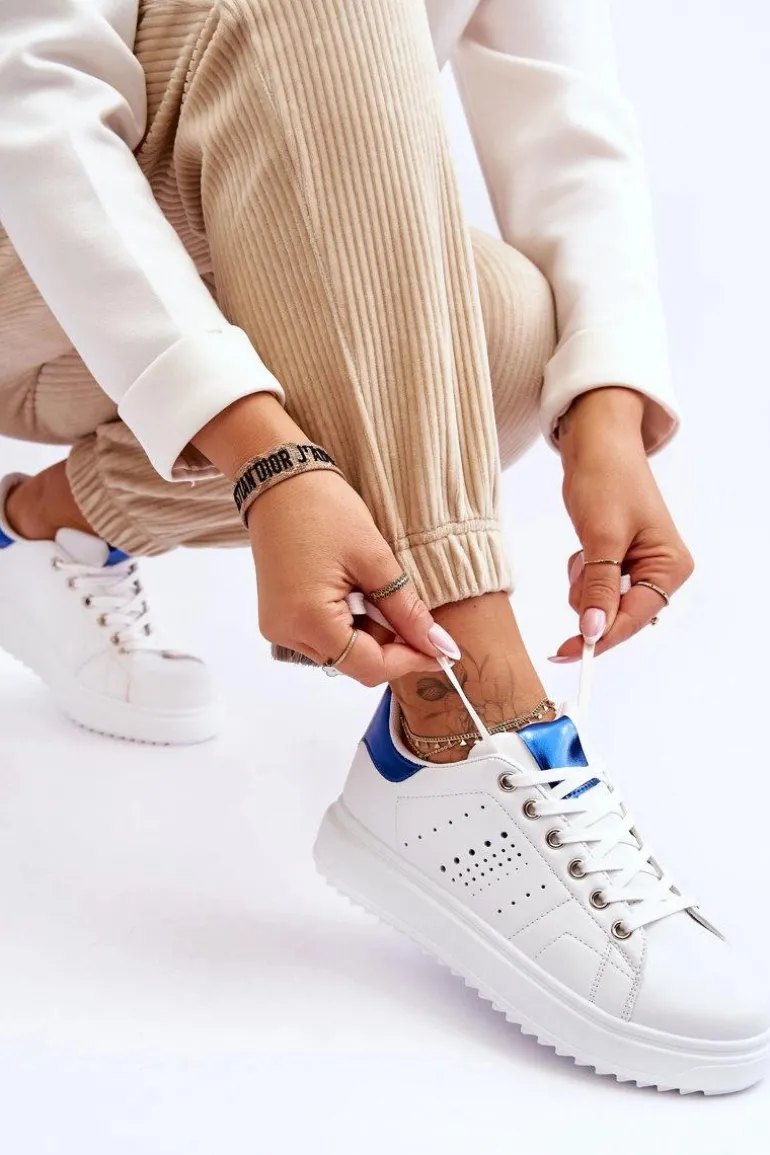 Damskie Sportowe Buty Biało-Niebieskie Be First!