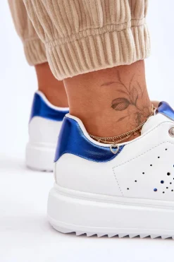 Damskie Sportowe Buty Biało-Niebieskie Be First!