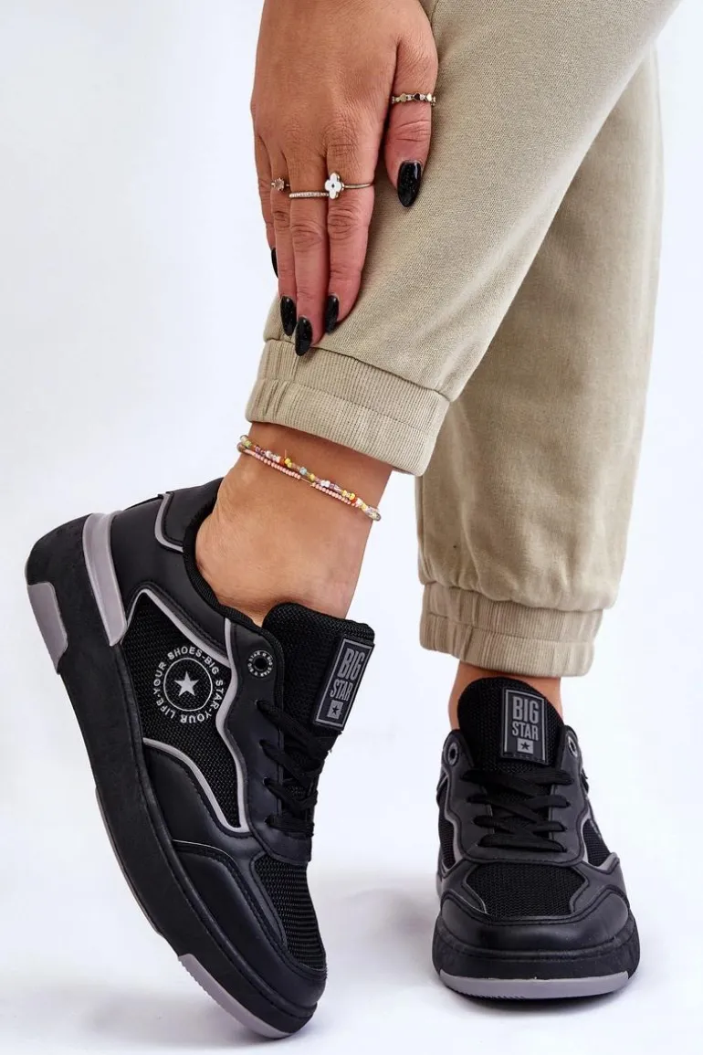 Damskie Sportowe Buty Big Star LL274443 Czarno-Szare