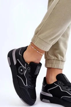 Damskie Sportowe Buty Big Star LL274443 Czarno-Szare
