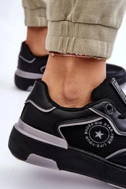 Damskie Sportowe Buty Big Star LL274443 Czarno-Szare