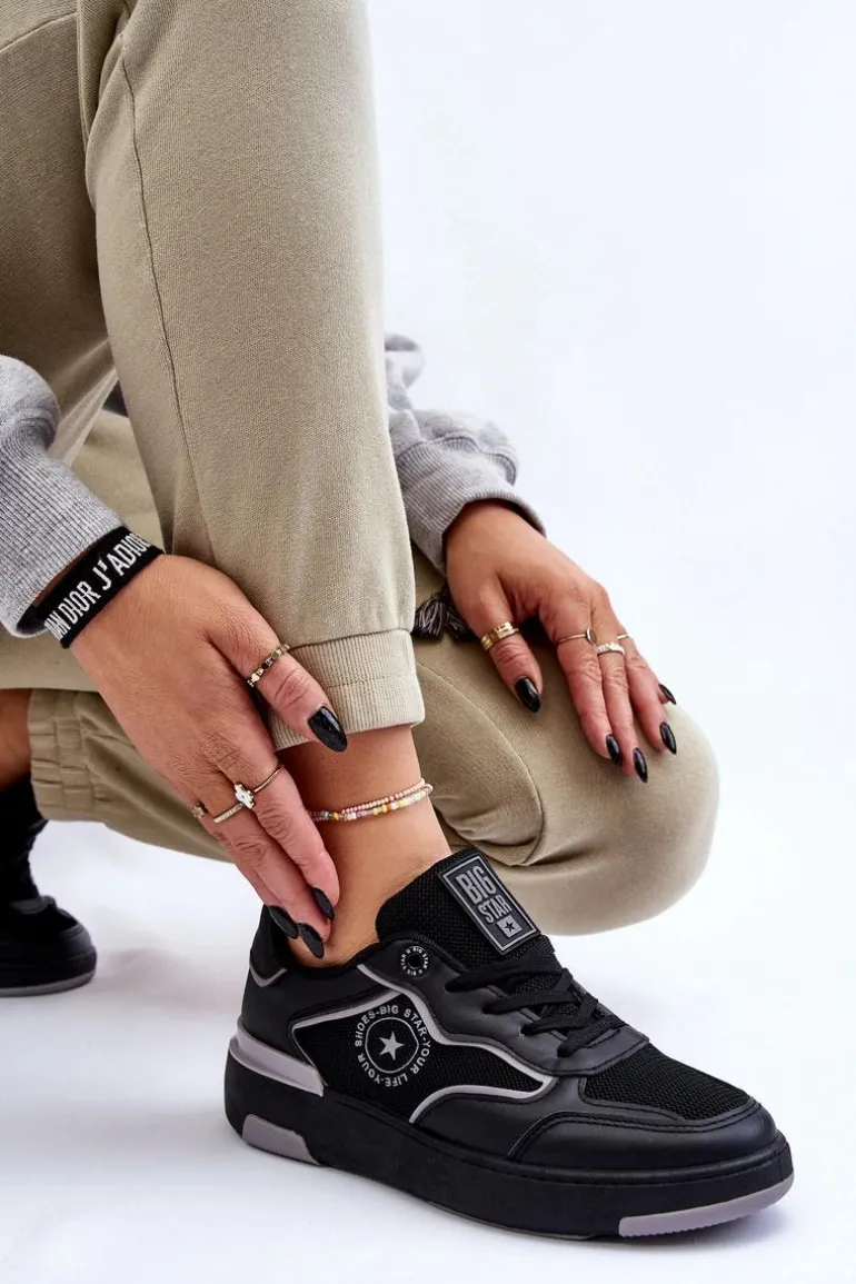 Damskie Sportowe Buty Big Star LL274443 Czarno-Szare