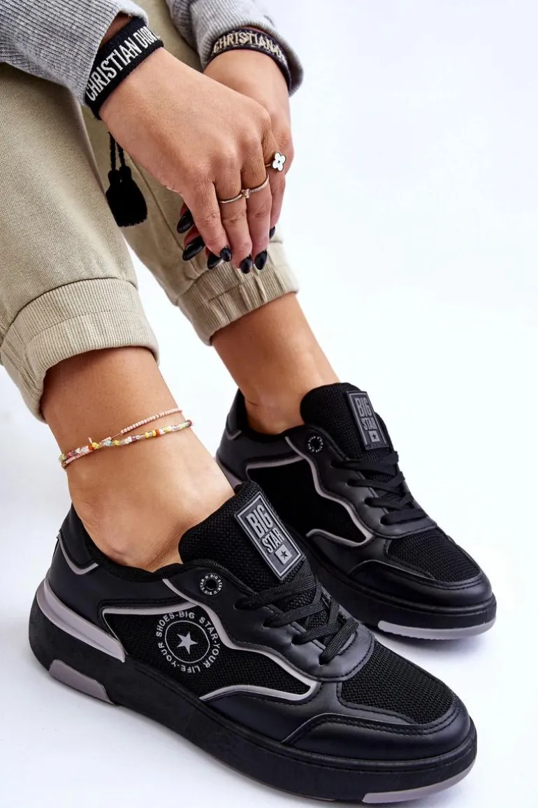 Damskie Sportowe Buty Big Star LL274443 Czarno-Szare