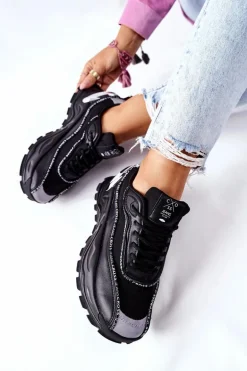 Damskie Sportowe Buty Cross Jeans II2R4018C Czarne