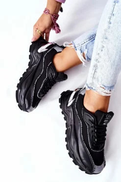 Damskie Sportowe Buty Cross Jeans II2R4018C Czarne