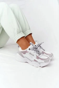 Damskie Sportowe Buty Memory Foam Big Star HH274255 Biało-Fioletowe