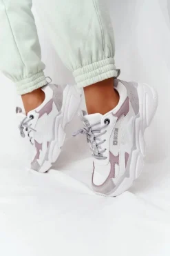 Damskie Sportowe Buty Memory Foam Big Star HH274255 Biało-Fioletowe