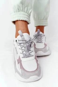 Damskie Sportowe Buty Memory Foam Big Star HH274255 Biało-Fioletowe