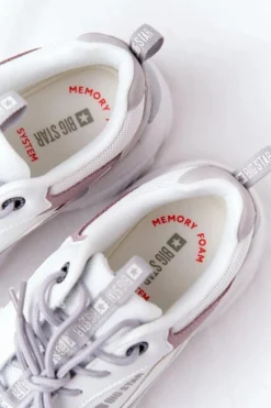 Damskie Sportowe Buty Memory Foam Big Star HH274255 Biało-Fioletowe