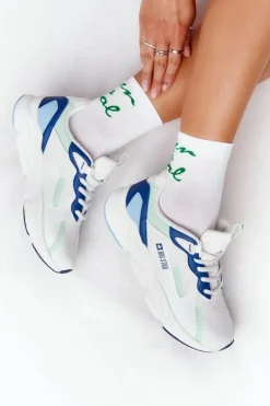 Damskie Sportowe Buty Memory Foam Big Star HH274810 Biało-Zielone