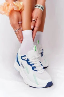 Damskie Sportowe Buty Memory Foam Big Star HH274810 Biało-Zielone