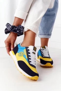 Damskie Sportowe Buty Memory Foam Big Star HH274525 Żółto-Niebieskie