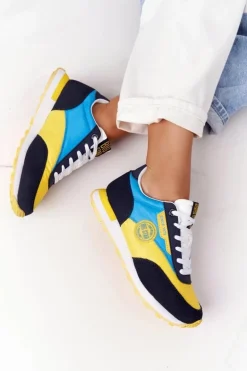 Damskie Sportowe Buty Memory Foam Big Star HH274525 Żółto-Niebieskie