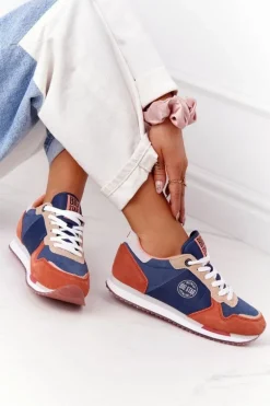 Damskie Sportowe Buty Memory Foam Big Star HH274567 Niebiesko-Pomarańczowe