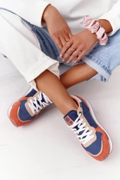 Damskie Sportowe Buty Memory Foam Big Star HH274567 Niebiesko-Pomarańczowe