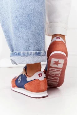 Damskie Sportowe Buty Memory Foam Big Star HH274567 Niebiesko-Pomarańczowe