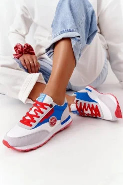 Damskie Sportowe Buty Memory Foam Big Star HH274526 Biało-Niebieskie