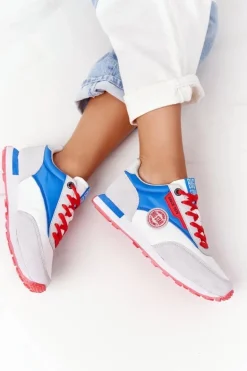 Damskie Sportowe Buty Memory Foam Big Star HH274526 Biało-Niebieskie