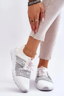 Damskie Sportowe Buty Memory Foam Big Star HH274355 Białe