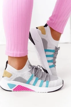 Damskie Sportowe Buty Memory Foam Big Star HH274531 Biało-Szare