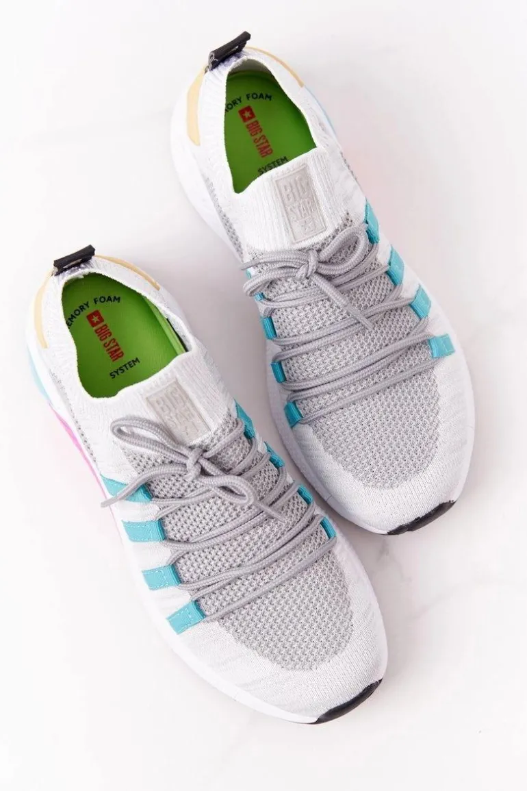 Damskie Sportowe Buty Memory Foam Big Star HH274531 Biało-Szare