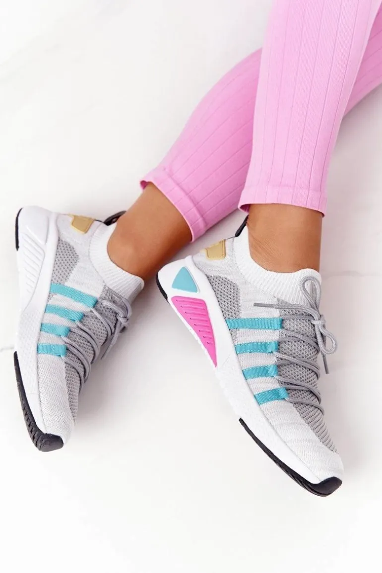 Damskie Sportowe Buty Memory Foam Big Star HH274531 Biało-Szare